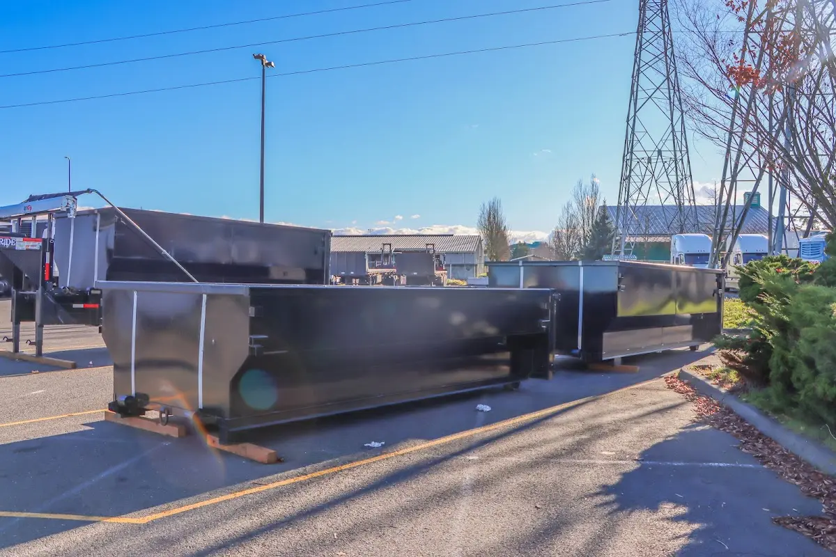 Roll-off dumpster ready for waste disposal at job site for Commercial Dumpster Rental in Big Lake